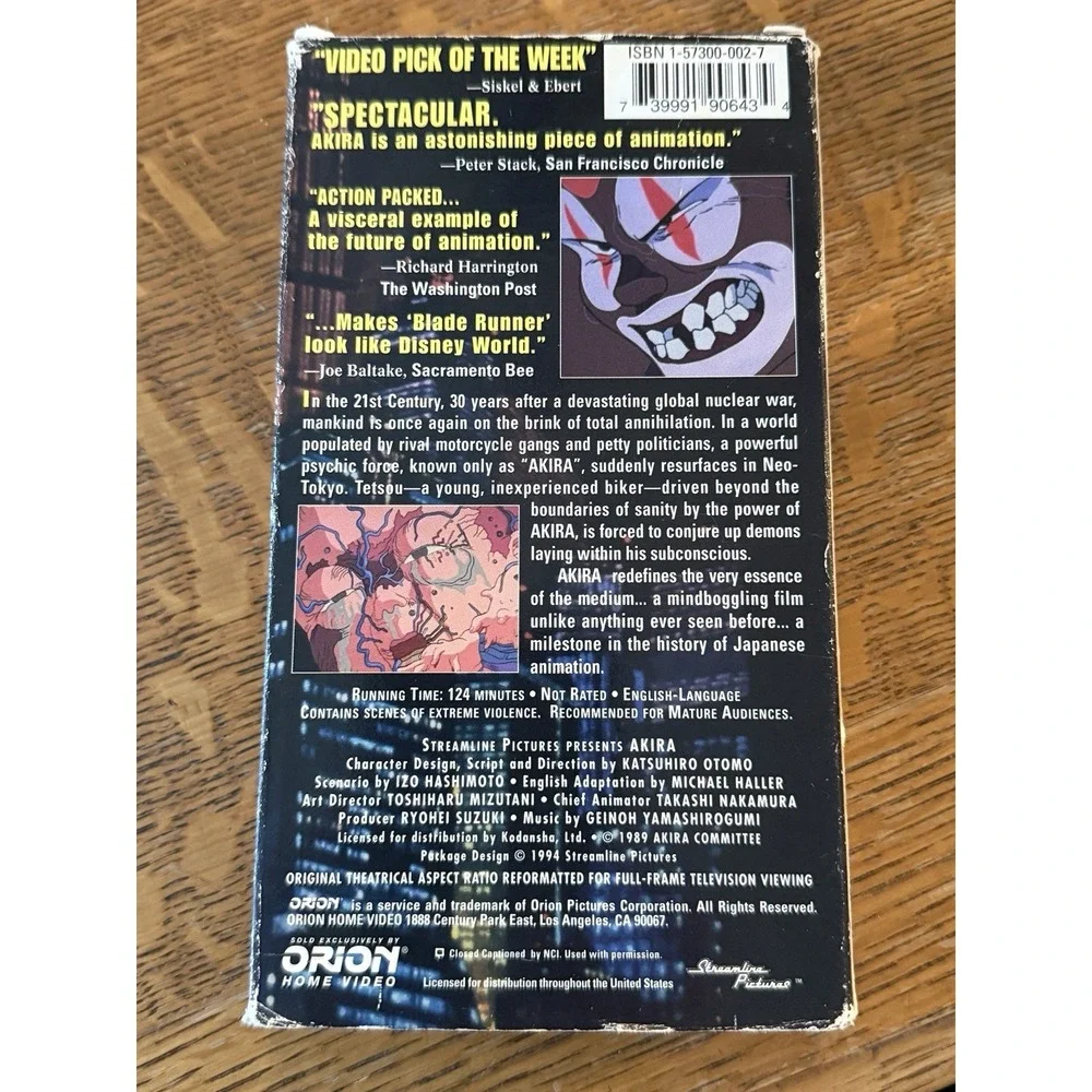 Akira 1989 VHS Anime English Version Katsuhiro Otomo R rated